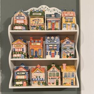 Avon Colorful Village Ceramic Shelf Decor